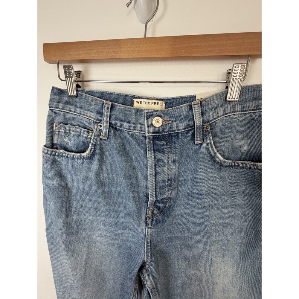 We The Free Women’s Blue Distressed High Rise Straight Leg Denim Jeans - Picture 4 of 16